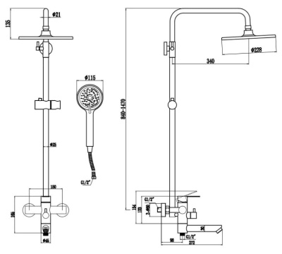 Душевая система со смесителем Orlando ESKO ST260OL