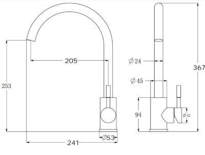 Смеситель для кухни Black K45 B ESKO