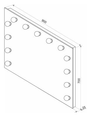 Зеркало гримерное 900x700мм E14x13 Континент