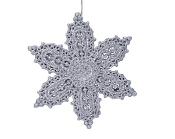 Фигура новогодняя ЗВЕЗДА, пластик, с подвесом, 10,5х12 см, серебристый, 516374