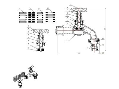 Кран водоразборный 1/2'' латунный со штуцером AV Engineering AVE169012