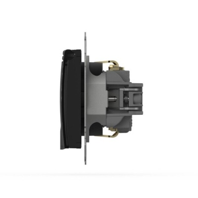 Розетка 1-ая Zena-Vega вантаблэк с заземлением с крышкой EL-BI 609-014800-218