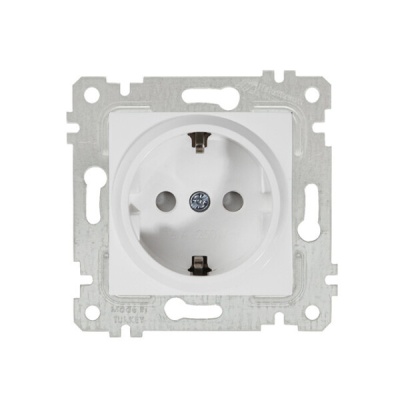 РОЗЕТКА 1-ая с заземлением и защитными шторками, Mutlusan Rita (белый)