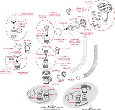 Сифон для ванны click/clack, ALCAPLAST A504CKM-BL-01