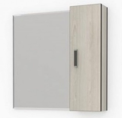 Шкаф навесной зеркальный Сантана 62 (ясень шимо) универсальный Kaksa-A