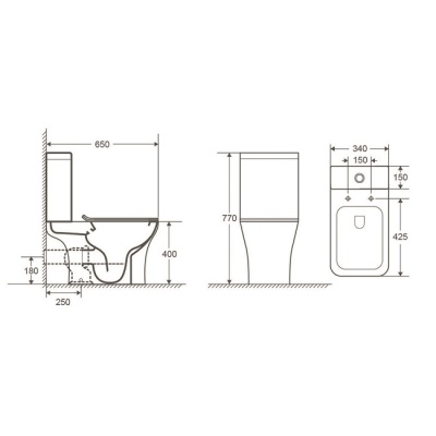 Унитаз-компакт Fretta Square AZ-1215 + AZ-1216 напольный AZARIO