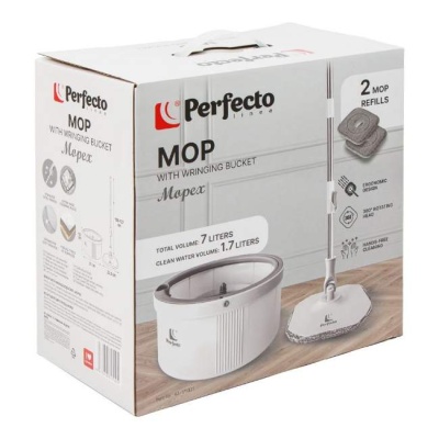 Швабра с отжимным ведром Mopex 127 см бело-серая PERFECTO LINEA 43-171331