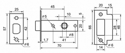 Защелка межкомнатная 100 SN Фабрика Замков