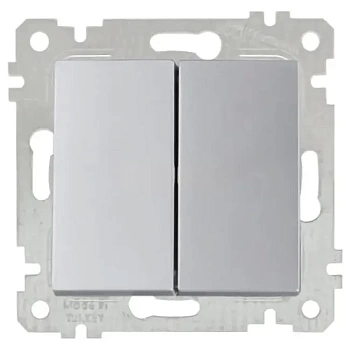 Выключатель 2-клавишный Rita 10А-250В нерж. сталь Mutlusan 2200-402-0182
