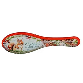 Подставка для ложки С Новым счастьем стекло 21.2х7.5 см Belbohemia 30693164