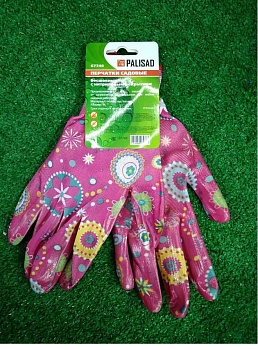 Перчатки садовые бесшовные с нитриловым покрытием красные S PALISAD