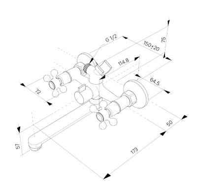Смеситель для ванны и душа Duplex DUPSB02M02 Milardo