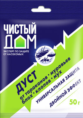 Дуст инсектицидный от тараканов,блох, клопов, муравьев 50 гр. Чистый Дом