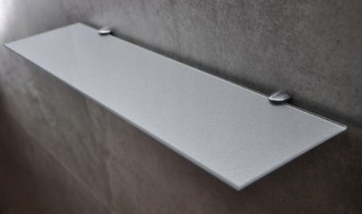 Полка стеклянная вкладная 400x130x6мм серебряная СТЕКЛОЛЮКС