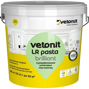 Шпатлевка полимерная суперфинишная Weber Vetonit LR Pasta brilliant 18 кг Шпатлевка полимерная суперфинишная Weber Vetonit LR Pasta brilliant 18 кг