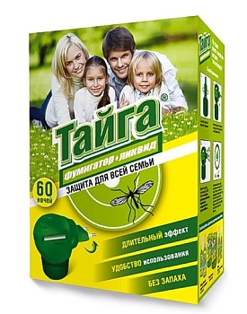 Фумигатор и жидкость от комаров Тайга 60 ночей Greenfield