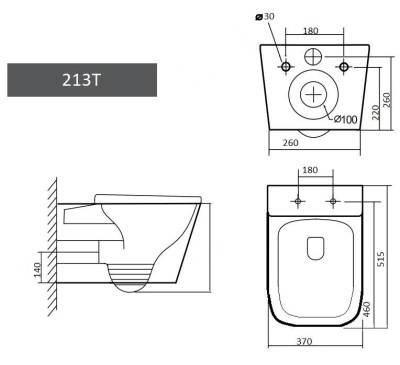 Унитаз подвесной  GD-W213T торнадо Grado 