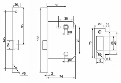 Замок межкомнатный 170 AB Фабрика Замков