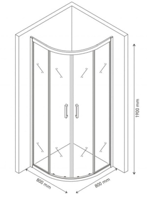 Душевой уголок BERGES SOLO R 800х800х1900мм