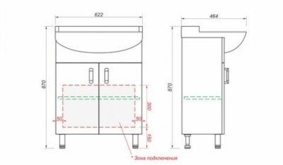 Тумба напольная Лайт 60 Kaksa-A под умывальник Элеганс 60