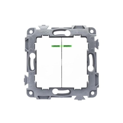Выключатель 2-клавишный Contact 10А белый ETP EOSK21L-10 (с индикатором)