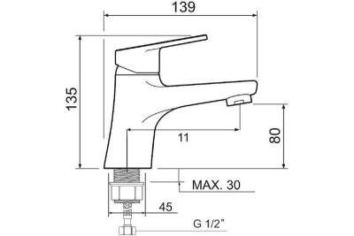 Смеситель для умывальника Д35 SL132-001F РМС