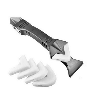 Шпатель-скребок 3 в 1 для удаления/выравнивания герметика (5 насадок), 12-2-122, РемоКолор