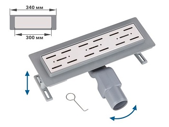 Сливной трап горизонтальный D50 решетка нерж., сухой затвор, 65х300мм AV Engineering