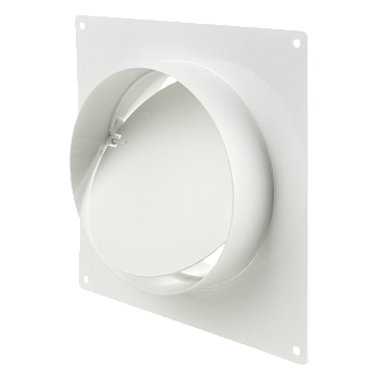 Соединитель для круглых воздуховодов с настенной пластиной d150 с клапаном Вентс