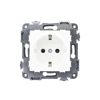Розетка 1-ая Сontact белая с заземлением ETP EOSZR-16