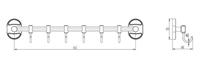 Вешалка 6 крючков, L1915-6 LEDEME