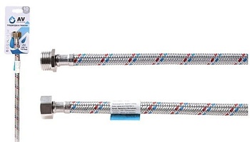 Подводка гибкая для воды гайка 1/2 - штуцер 1/2, 120см (AVE201120) AV Engineering