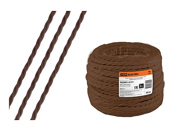 Провод ретро витой 2x1.5 коричневый, TDM SQ2801-0121