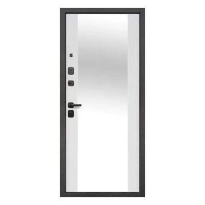 Дверь входная металлическая Зеркало 860 L Guard антик серебро/белый матовый