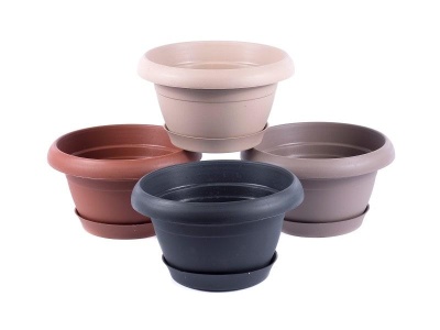 Горшок для цветов пластмассовый с подставкой “Nergiz Violet” 18х10 см, NM18MIX