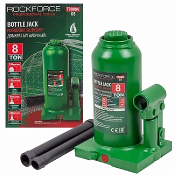 Домкрат гидравлический 8т, бутылочный, 200-400мм, RockFORCE RF-T90804 DS