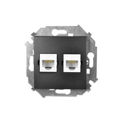 РОЗЕТКА 2-ая компьютерная RJ45, серия 15, Simon (графит)