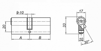 Цилиндровый механизм ZN 90 C ET SN Palladium