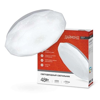 Светильник потолочный Даймонд 48Вт 230В 4000К 4320 Lm 38х38 см IN HOME