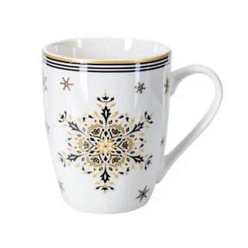 Кружка фарфоровая Золотые снежинки 350 мл Belbohemia Z10399-SNFK