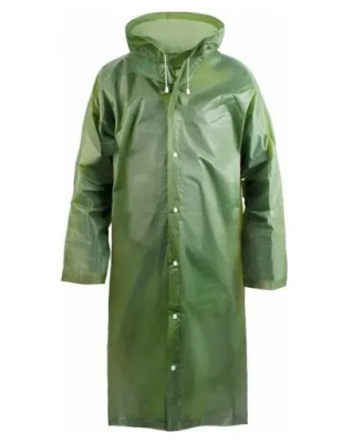 Дождевик EVA зеленый с капюшоном (на кнопках) EVA005G Komfi