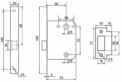 Замок межкомнатный 170 PB Фабрика Замков