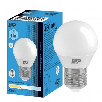 Лампа светодиодная G45 5W E27 6500K ETP