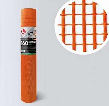 Стеклосетка штукатурная оранжевая 5х5мм, 160 г/м, 1х50м Lihtar