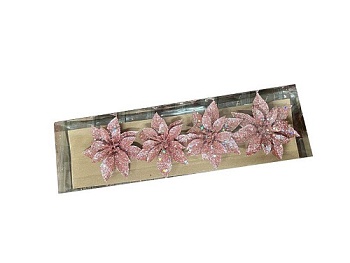 Украшение елочное цветок Pink 8см (4шт), ZY-21035