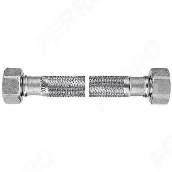 Подводка гибкая для воды гайка 1/2 - гайка 1/2, 100см, Ferro PWS9