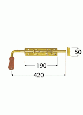 Задвижка гаражная пружинная с деревянной ручкой WSP 420 420x190x50 мм, Domax