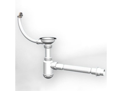 Сифон для мойки ЭКОНОМ d 3 1/2" с круглым переливом и винтом GRAND
