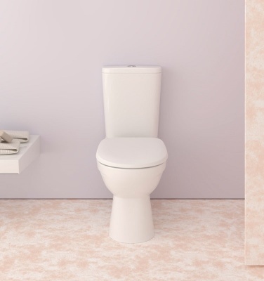 Унитаз-компакт Керамин Альбано R белый (с мягким сиденьем, горизонтальный выпуск, арматура Алкапласт)