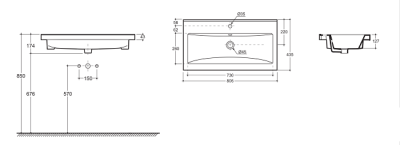 Умывальник врезной Тобаго 80 КЕРАМИН